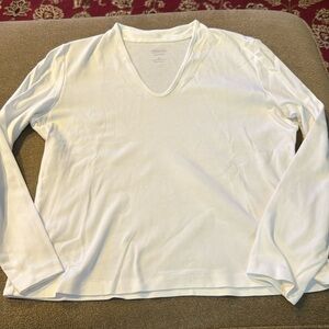 Talbots Petites Size Medium White Pima Cotton Long Sleeve Shirt (NH)
